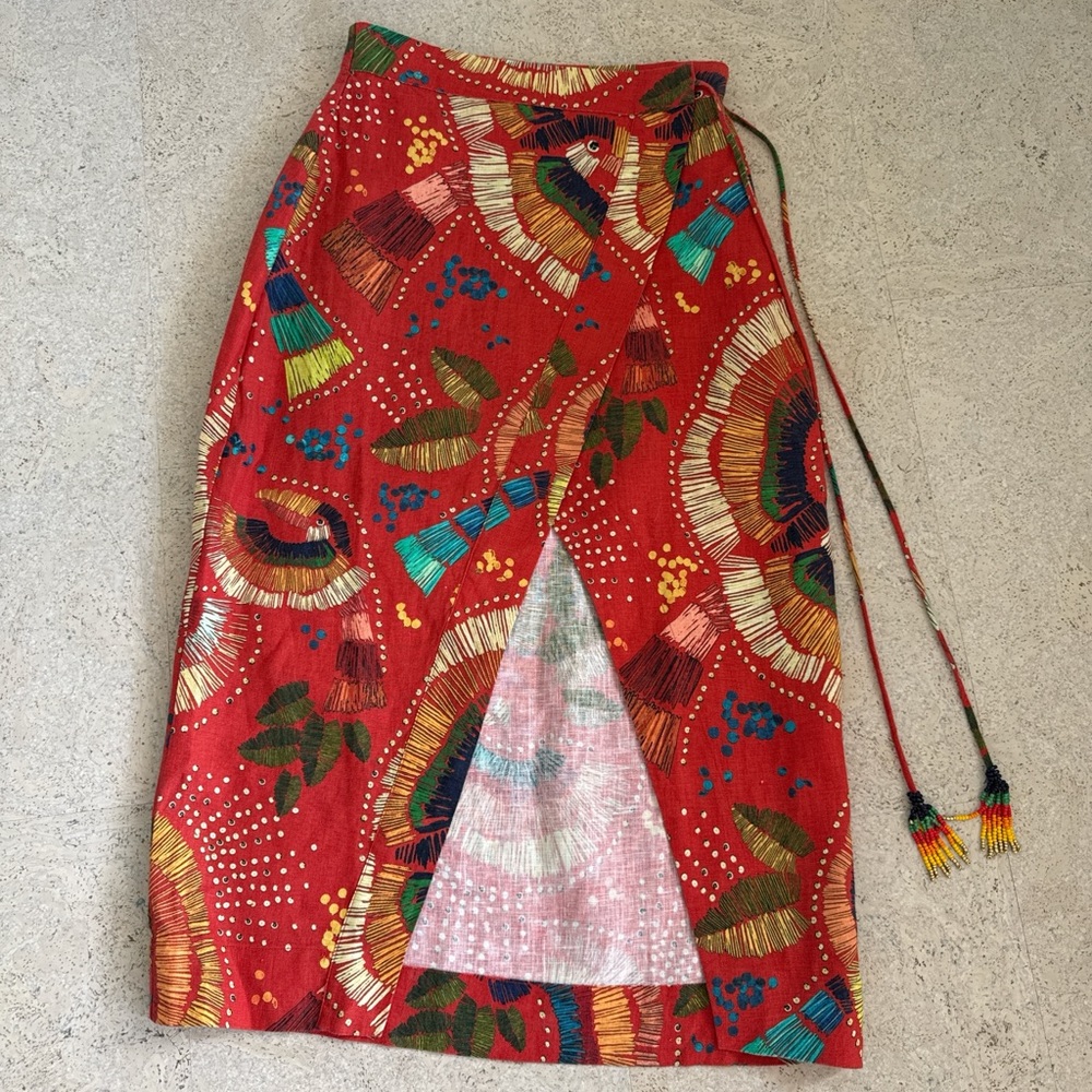FARM Rio Red Multicolor Midi Skirt
